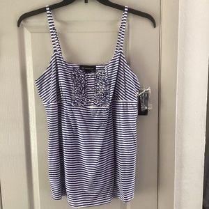 NWT- Macy’s INC strap summer cami top XL blue white